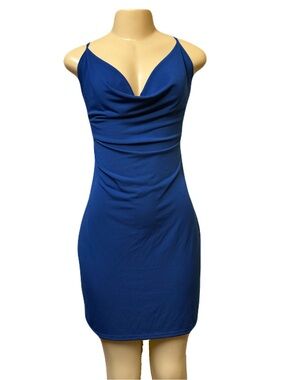 NWOT Royal Blue Cowl-Neck Mini Dress